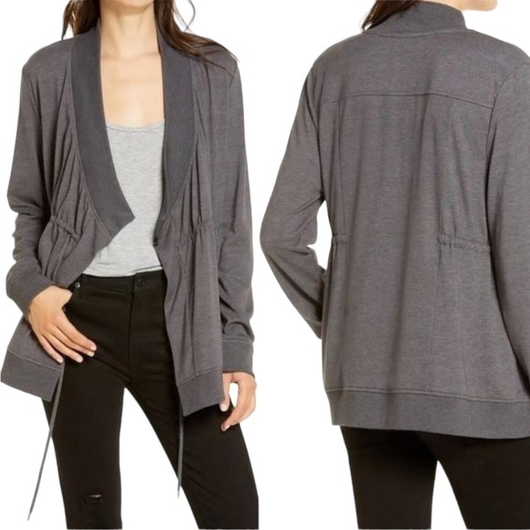 All Saints Gina Gray Draped Jacket Cardigan Size 6 - Picture 2 of 13
